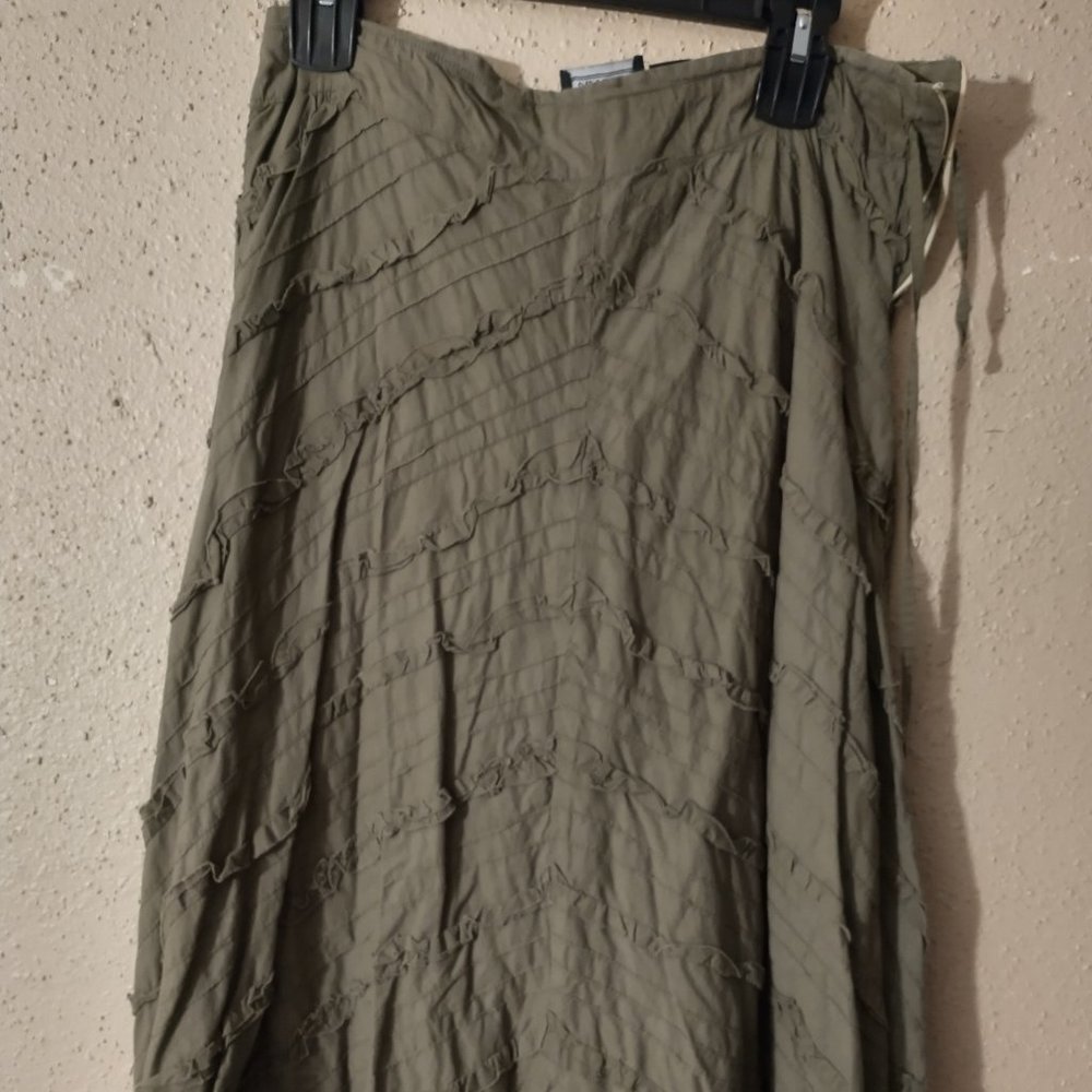 GREEN, RUFFLED,SKIRT